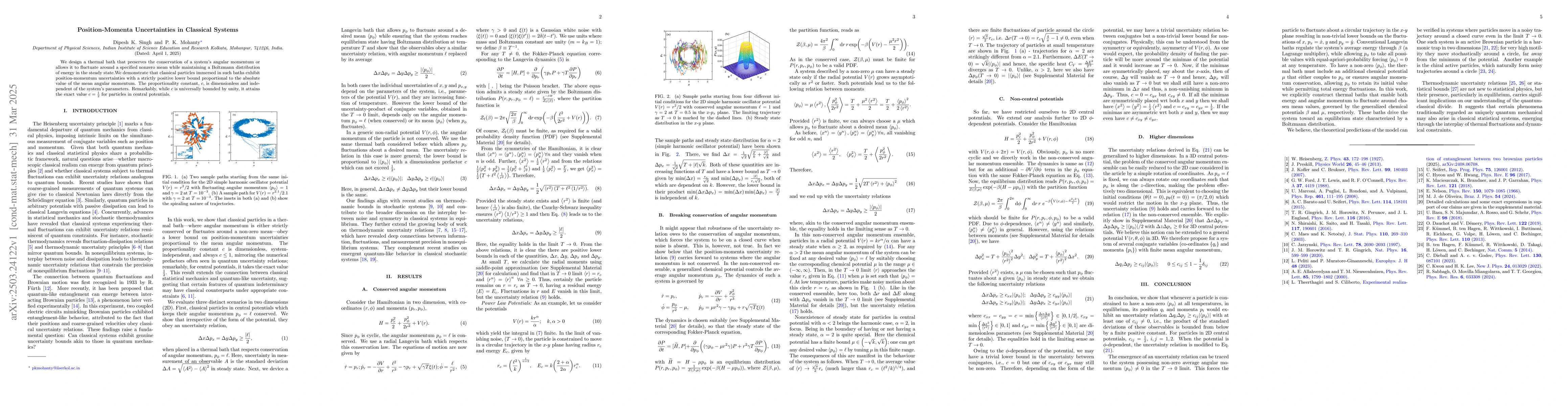 Thumbnail for Position-Momenta Uncertainties in Classical Systems