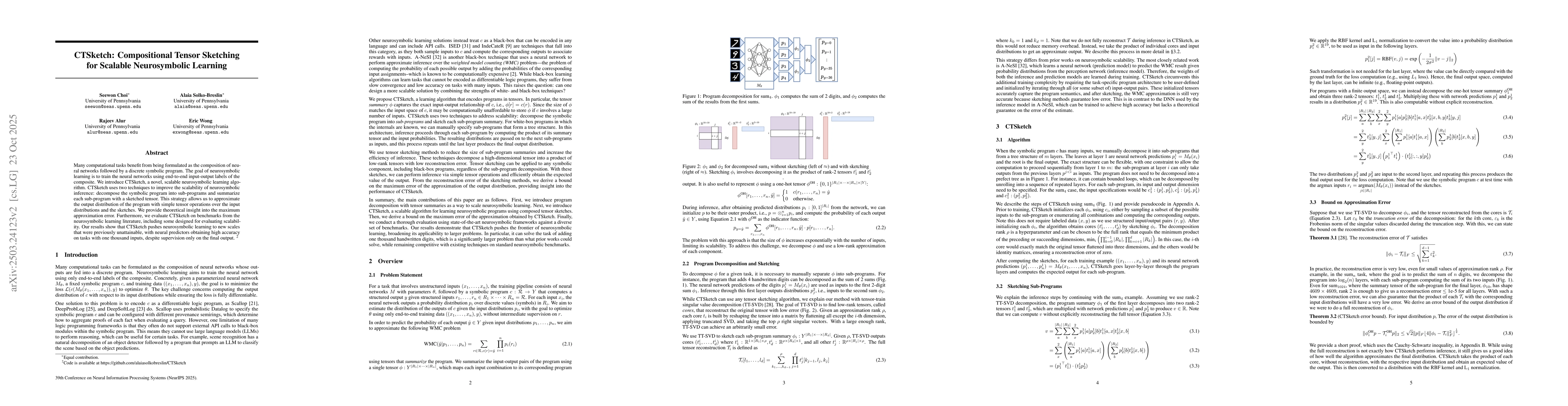 Thumbnail for CTSketch: Compositional Tensor Sketching for Scalable Neurosymbolic
  Learning