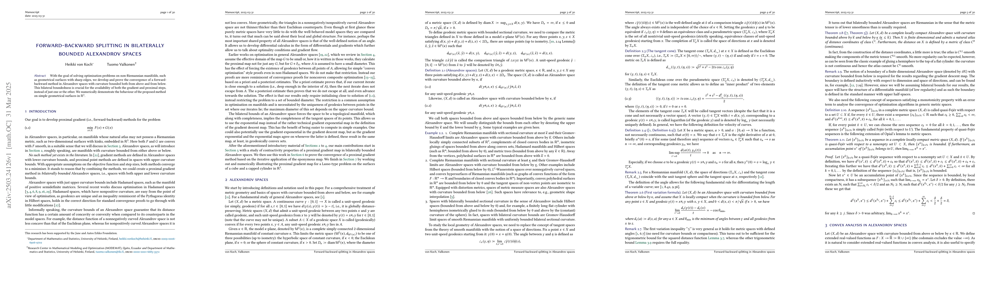 Thumbnail for Forward-backward splitting in bilaterally bounded Alexandrov spaces