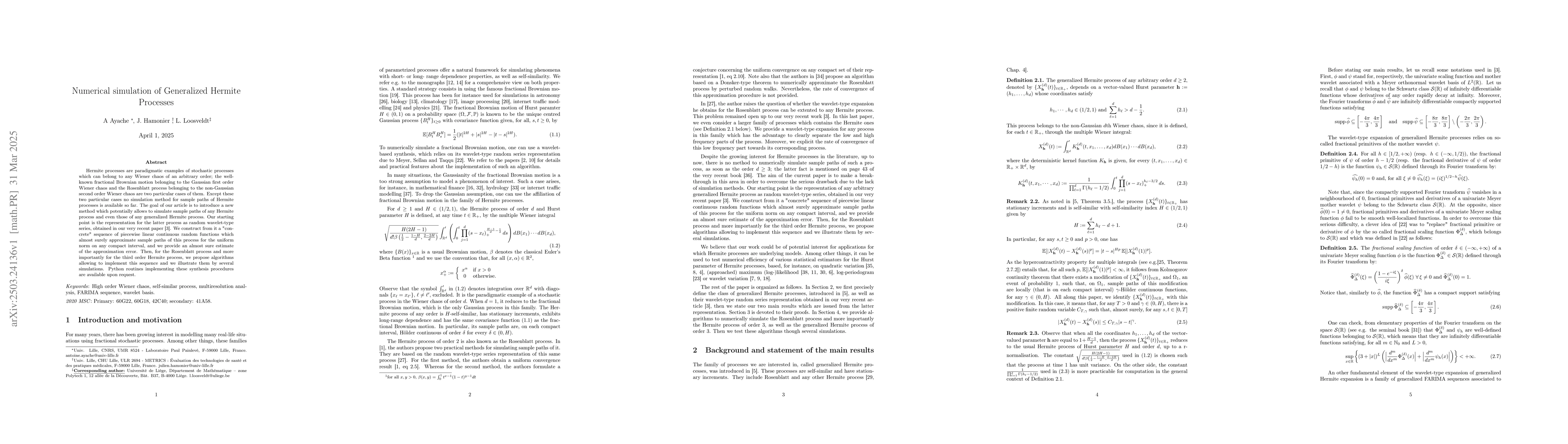 Thumbnail for Numerical simulation of Generalized Hermite Processes