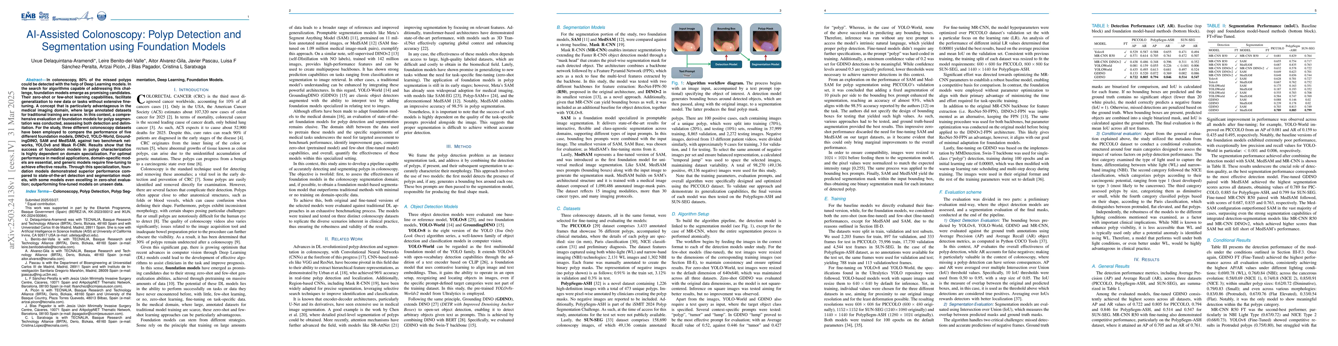 Thumbnail for AI-Assisted Colonoscopy: Polyp Detection and Segmentation using
  Foundation Models