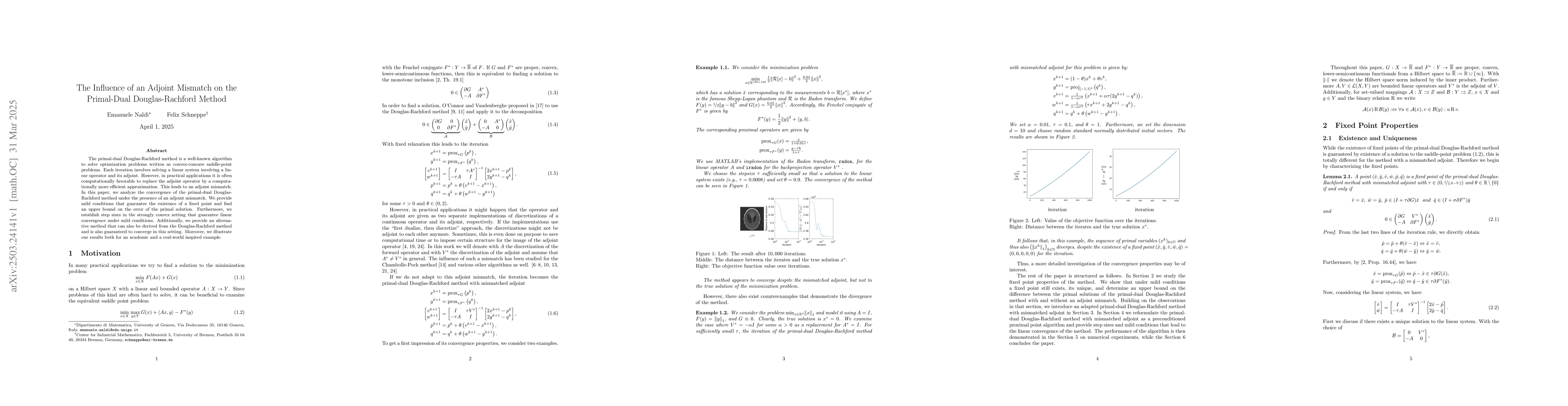 Thumbnail for The Influence of an Adjoint Mismatch on the Primal-Dual Douglas-Rachford
  Method