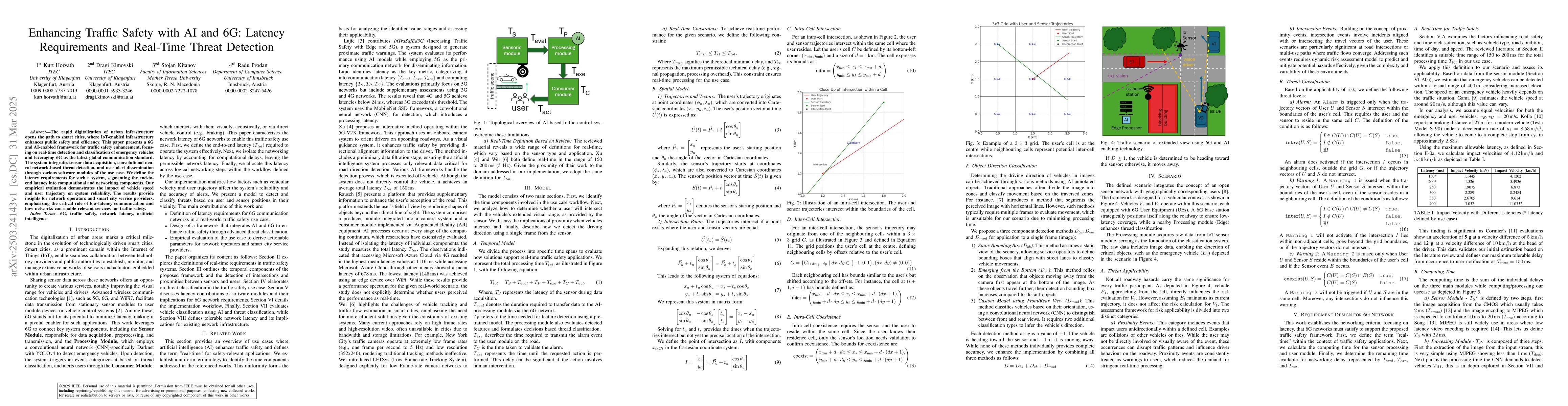 Thumbnail for Enhancing Traffic Safety with AI and 6G: Latency Requirements and
  Real-Time Threat Detection