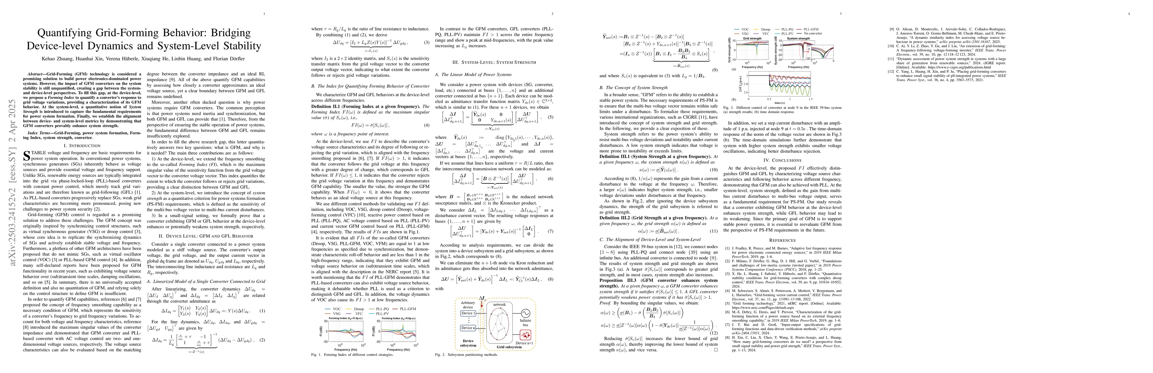 Thumbnail for Quantifying Grid-Forming Behavior: Bridging Device-level Dynamics and
  System-Level Stability