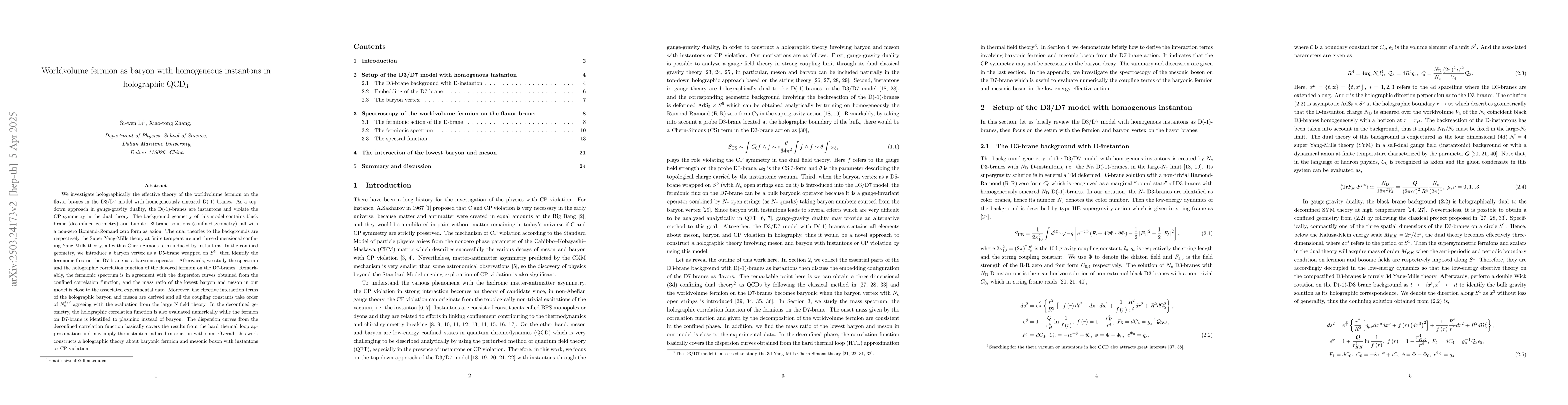 Thumbnail for Worldvolume fermion as baryon with homogeneous instantons in holographic
  $\mathrm{QCD}_{3}$