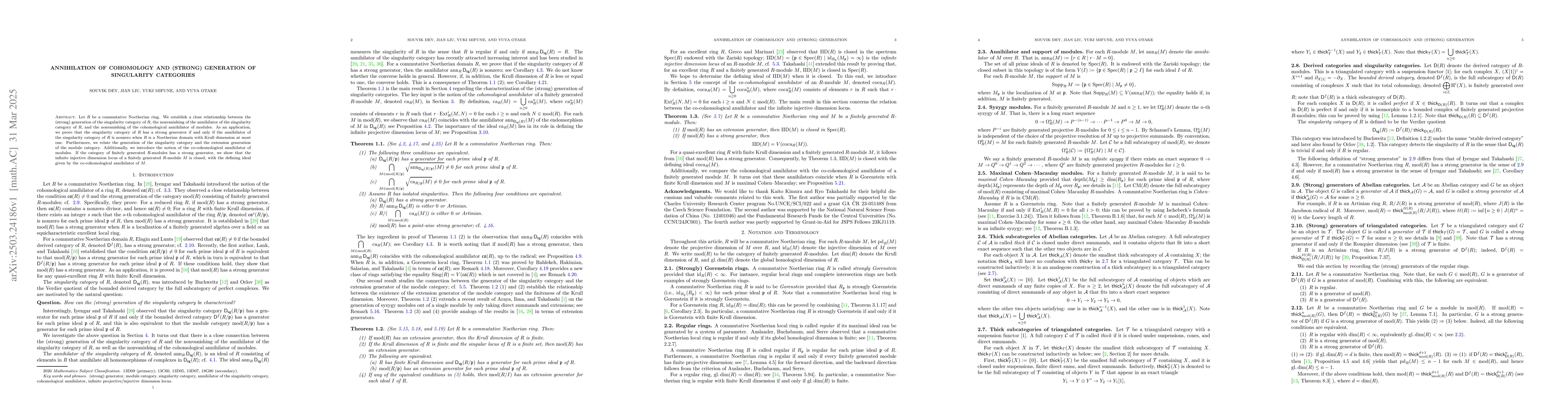 Thumbnail for Annihilation of cohomology and (strong) generation of singularity
  categories