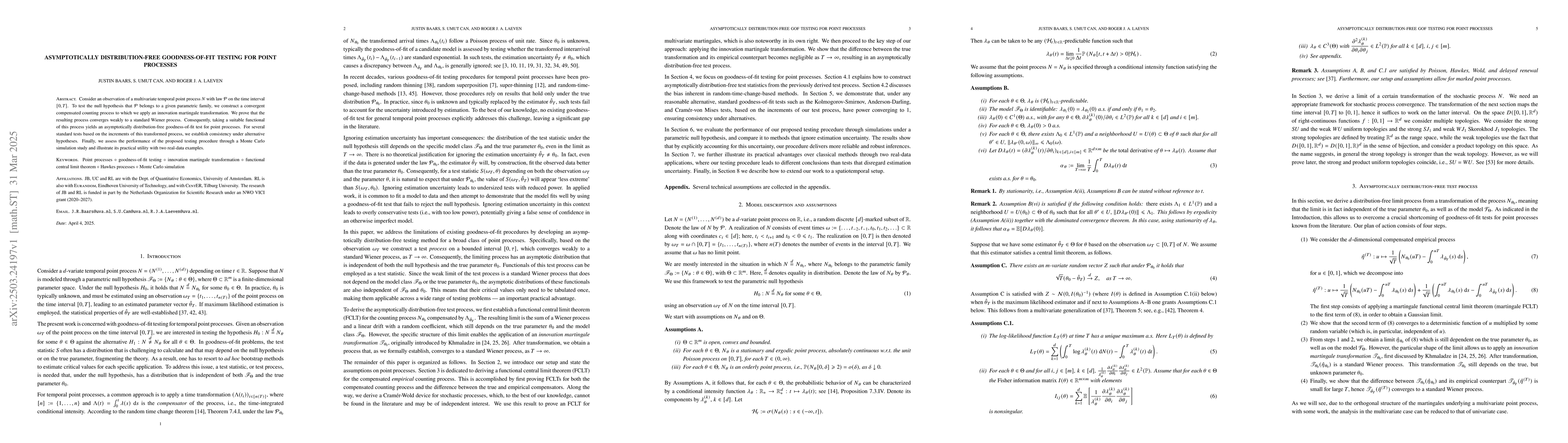Thumbnail for Asymptotically distribution-free goodness-of-fit testing for point
  processes