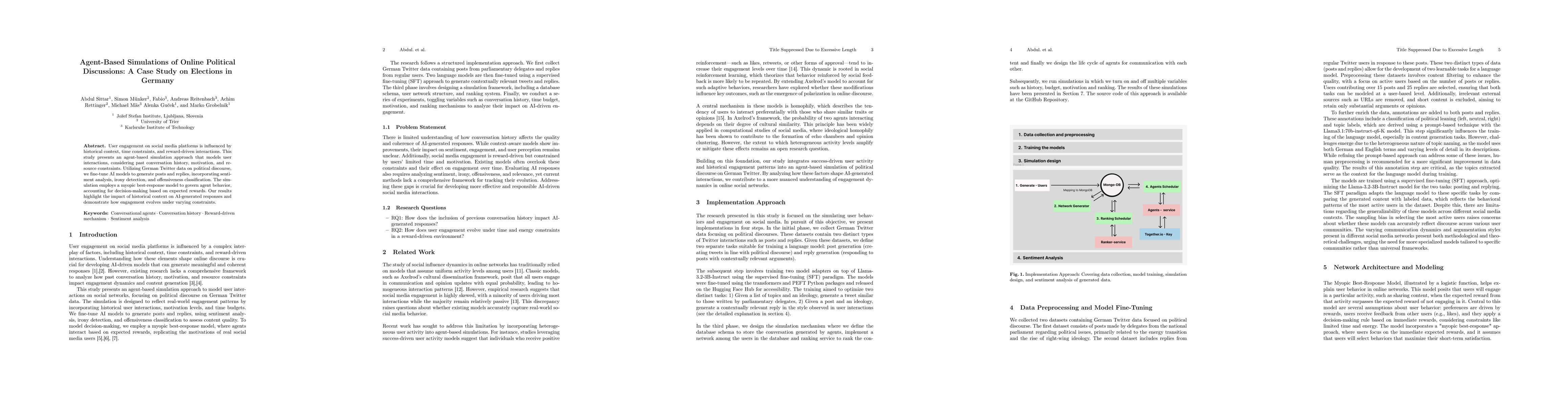 Thumbnail for Agent-Based Simulations of Online Political Discussions: A Case Study on
  Elections in Germany