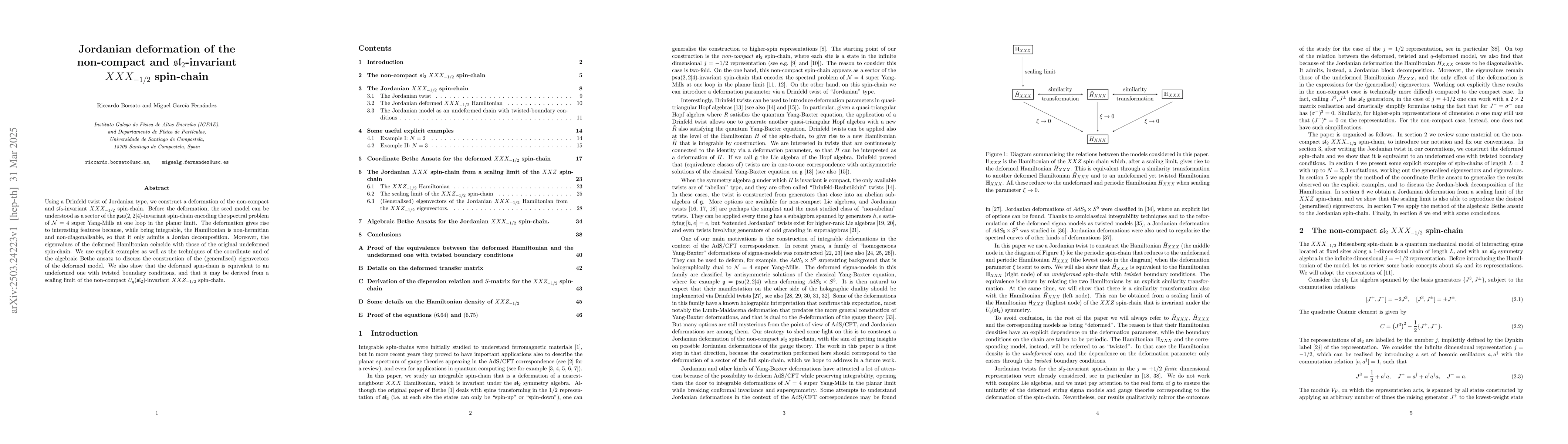 Thumbnail for Jordanian deformation of the non-compact and $\mathfrak{sl}_2
  $-invariant $XXX_{-1/2}$ spin-chain