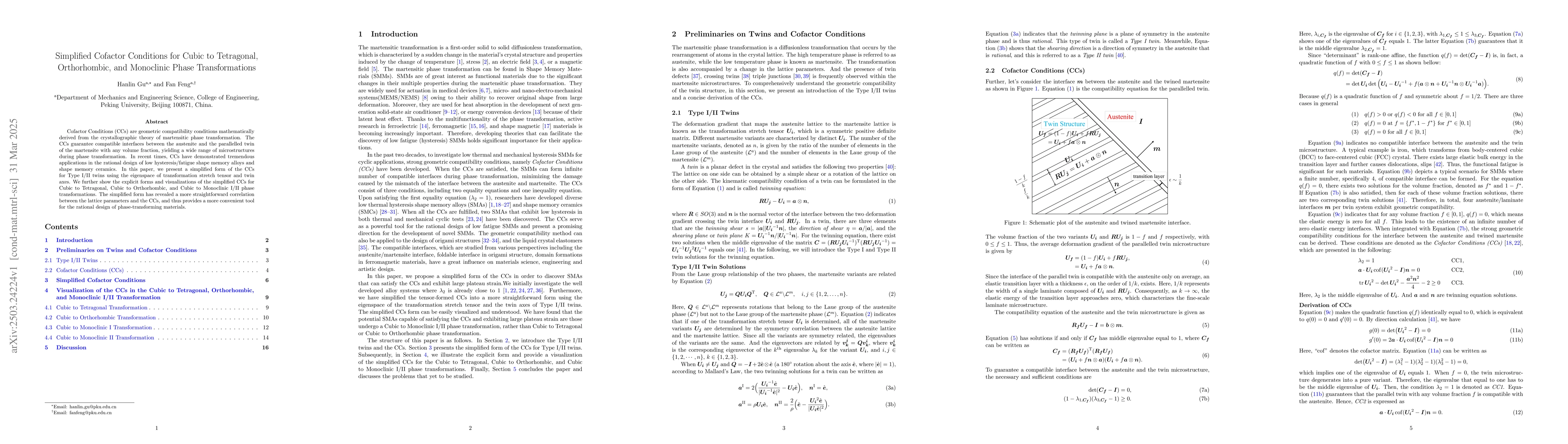 Thumbnail for Simplified Cofactor Conditions for Cubic to Tetragonal, Orthorhombic,
  and Monoclinic Phase Transformations