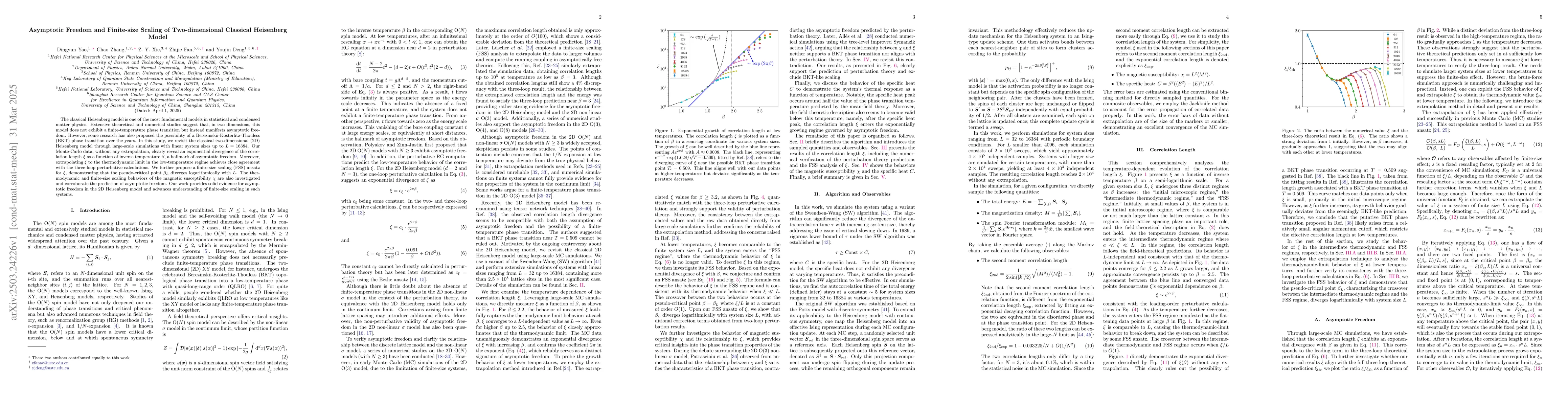Thumbnail for Asymptotic Freedom and Finite-size Scaling of Two-dimensional Classical
  Heisenberg Model