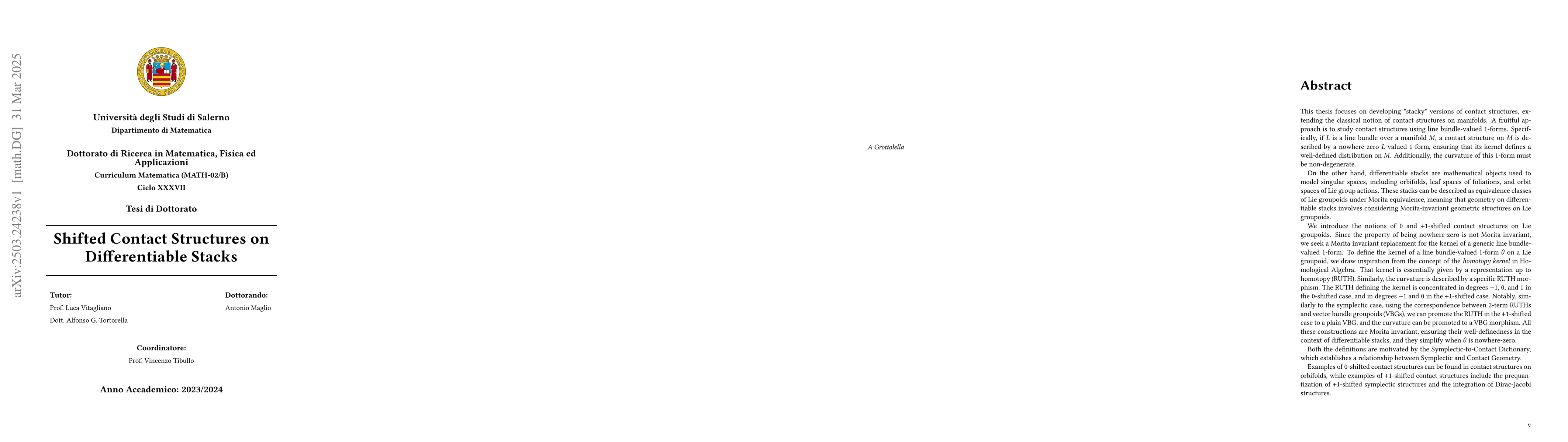Thumbnail for PhD Thesis: Shifted Contact Structures on Differentiable Stacks