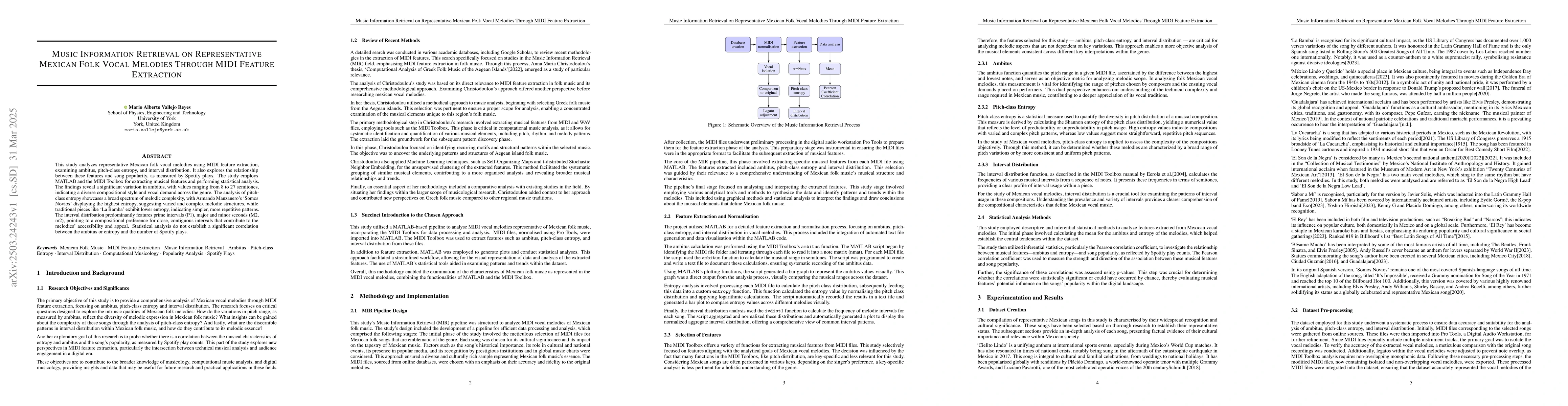 Thumbnail for Music Information Retrieval on Representative Mexican Folk Vocal
  Melodies Through MIDI Feature Extraction