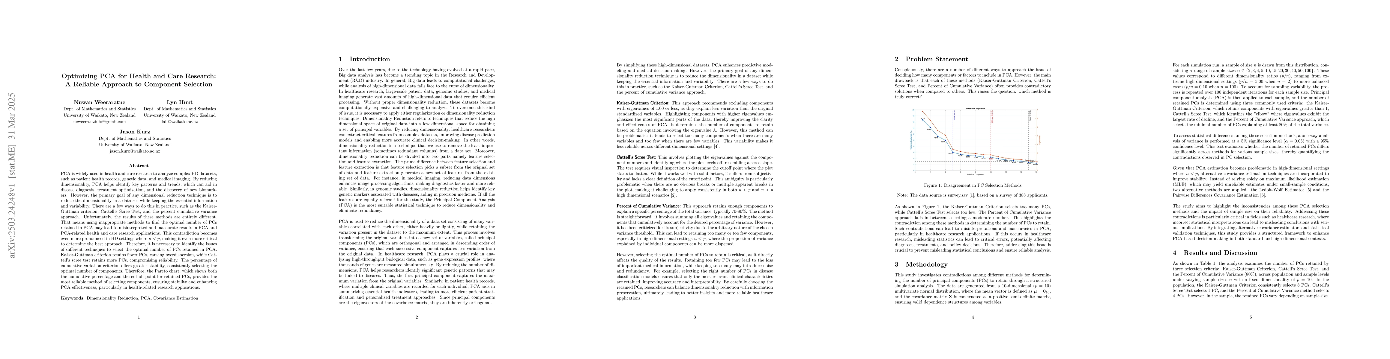 Thumbnail for Optimizing PCA for Health and Care Research: A Reliable Approach to
  Component Selection
