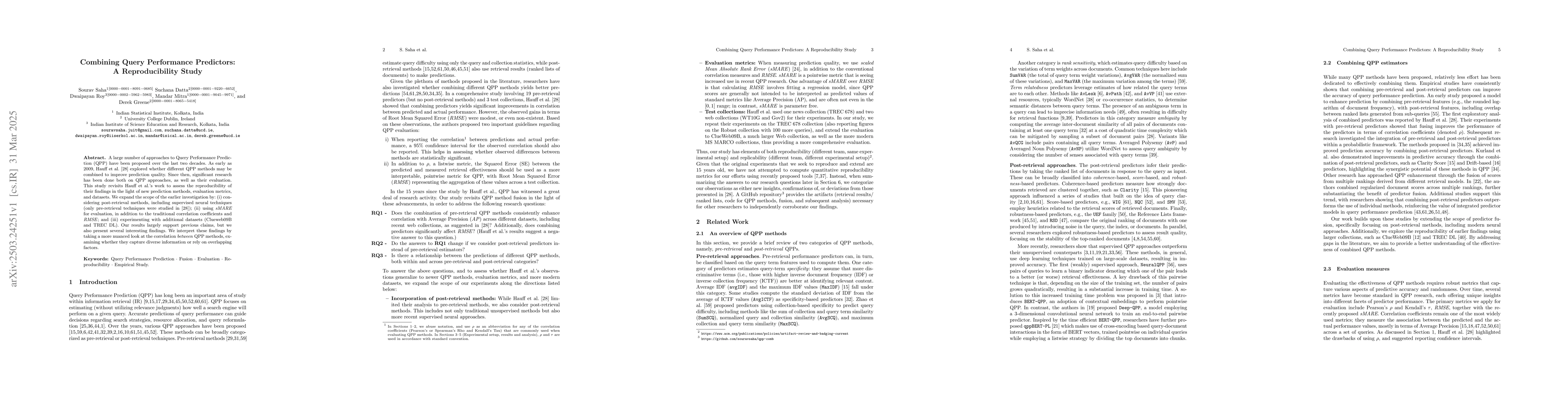 Thumbnail for Combining Query Performance Predictors: A Reproducibility Study