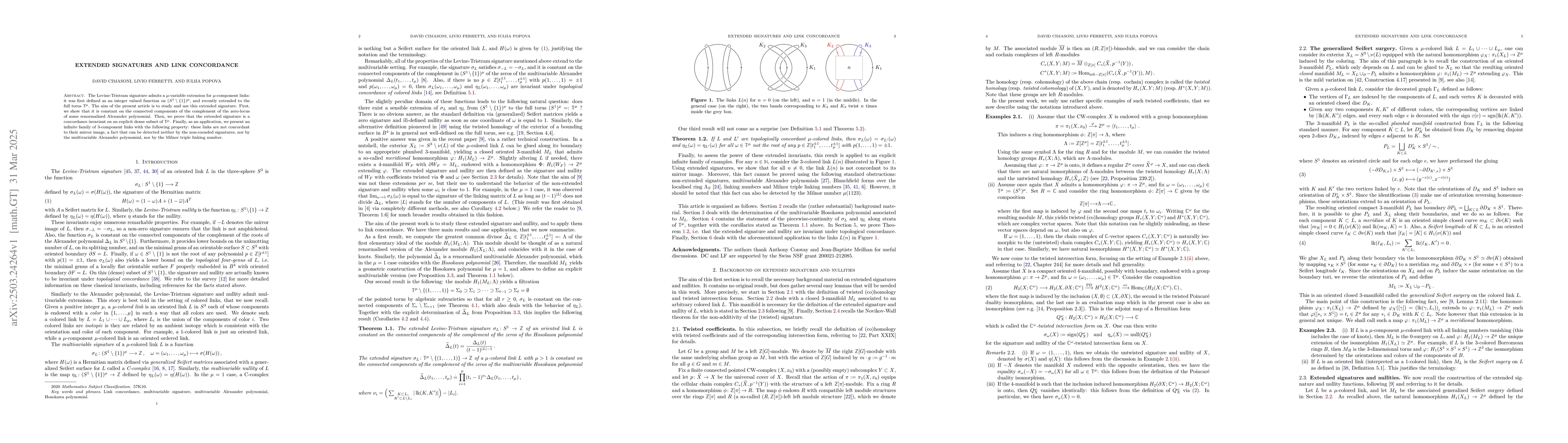 Thumbnail for Extended signatures and link concordance