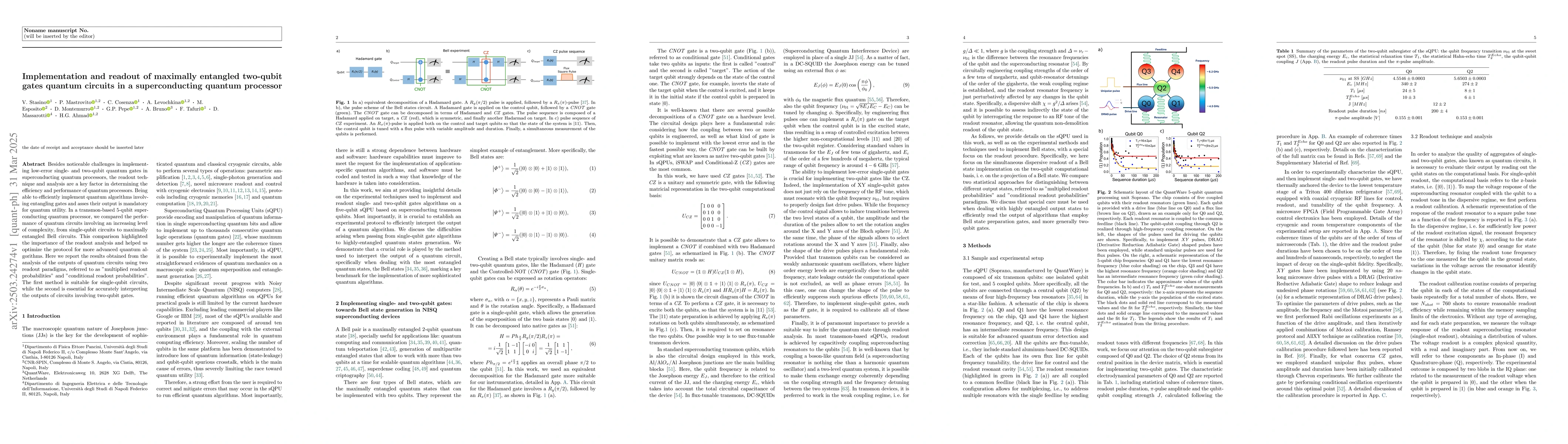 Thumbnail for Implementation and readout of maximally entangled two-qubit gates
  quantum circuits in a superconducting quantum processor