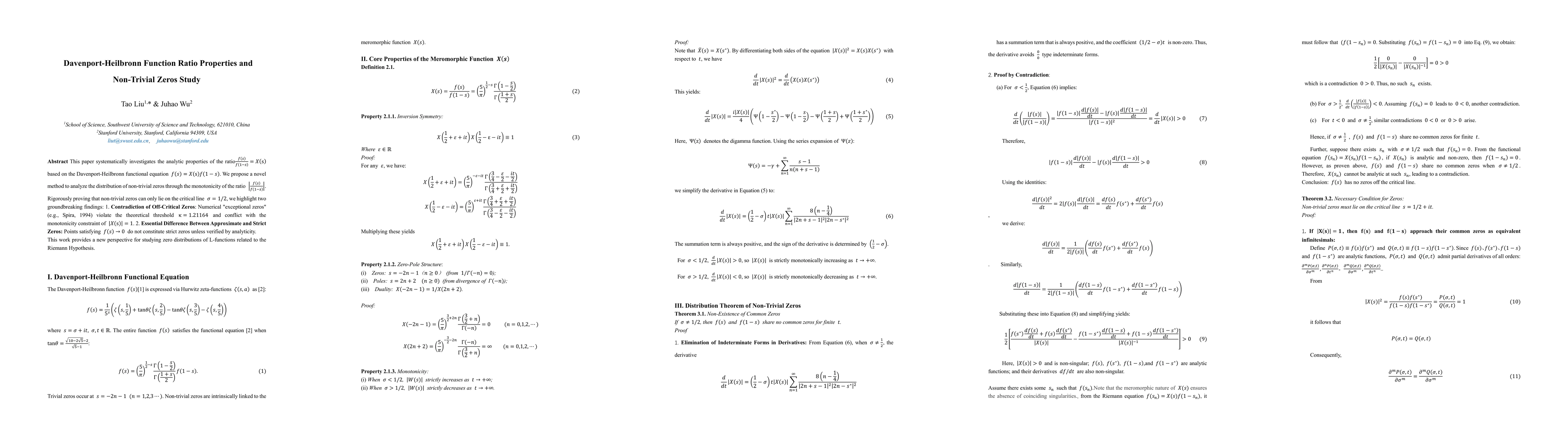 Thumbnail for Davenport-Heilbronn Function Ratio Properties and Non-Trivial Zeros
  Study