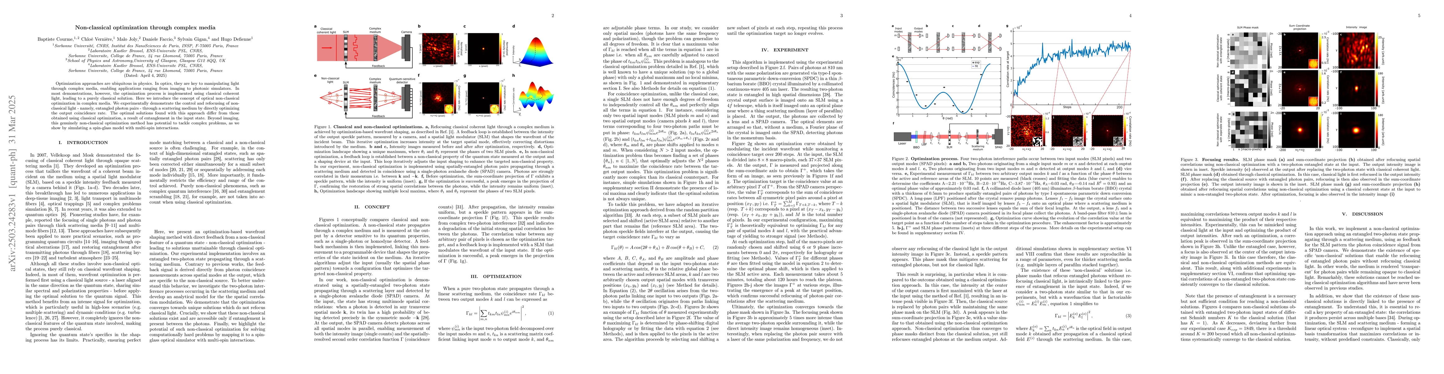Thumbnail for Non-classical optimization through complex media