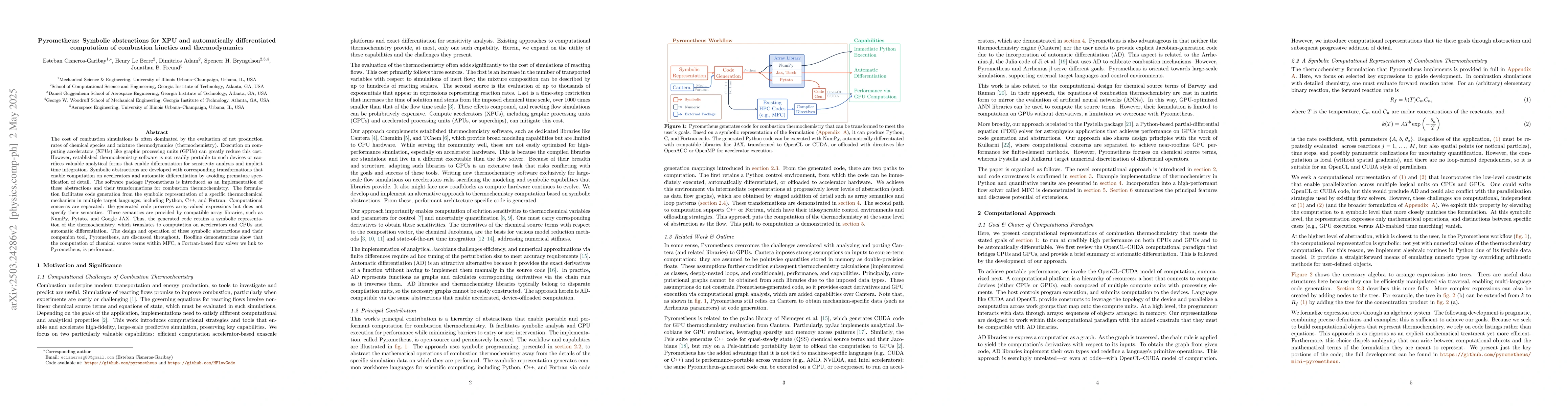 Thumbnail for Pyrometheus: Symbolic abstractions for XPU and automatically
  differentiated computation of combustion kinetics and thermodynamics