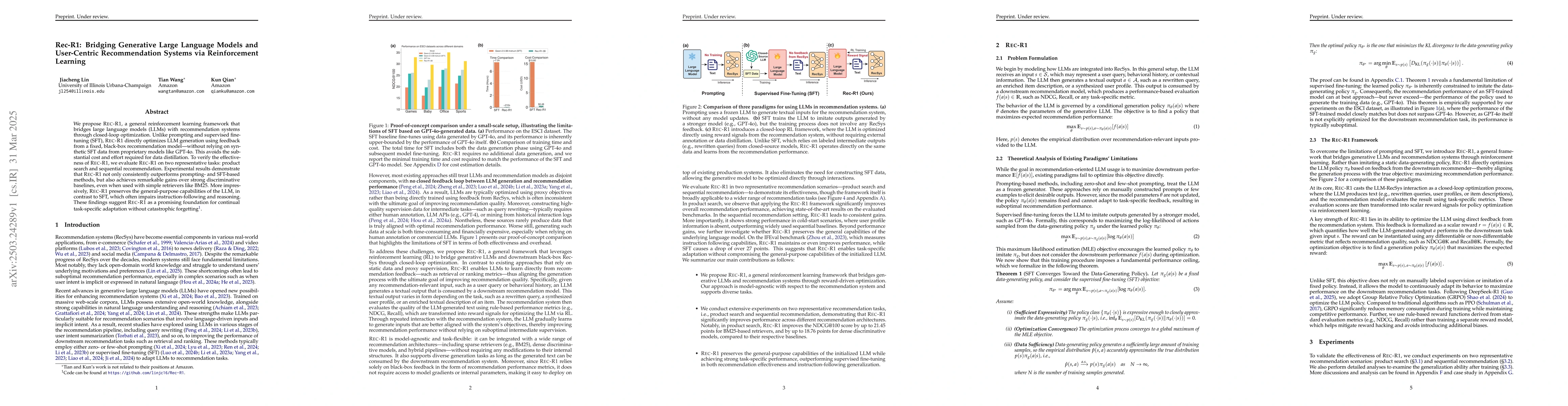 Thumbnail for Rec-R1: Bridging Generative Large Language Models and User-Centric
  Recommendation Systems via Reinforcement Learning