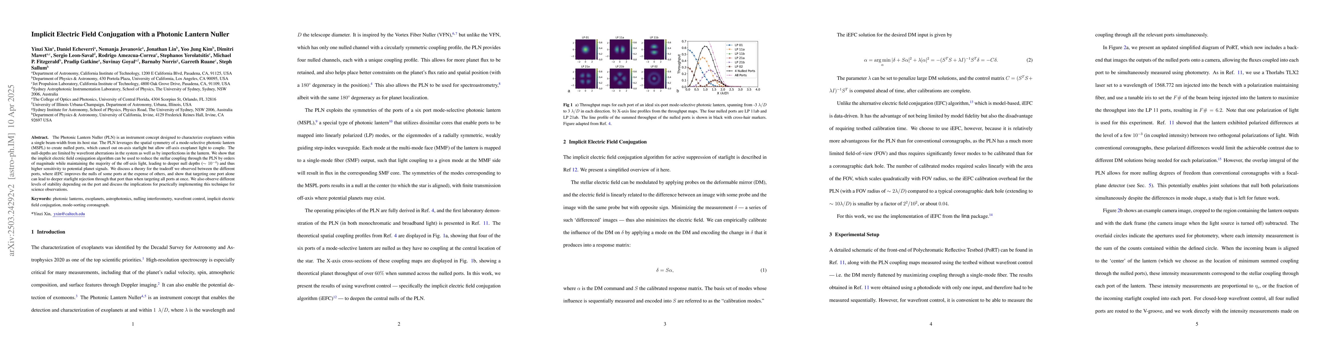 Thumbnail for Implicit Electric Field Conjugation with the Photonic Lantern Nuller