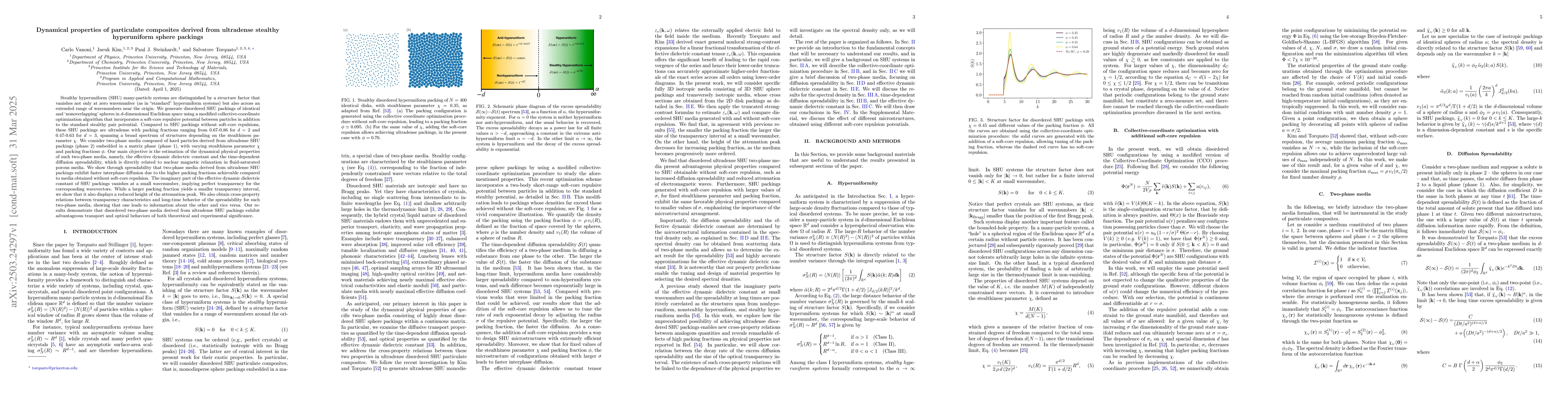 Thumbnail for Dynamical properties of particulate composites derived from ultradense
  stealthy hyperuniform sphere packings