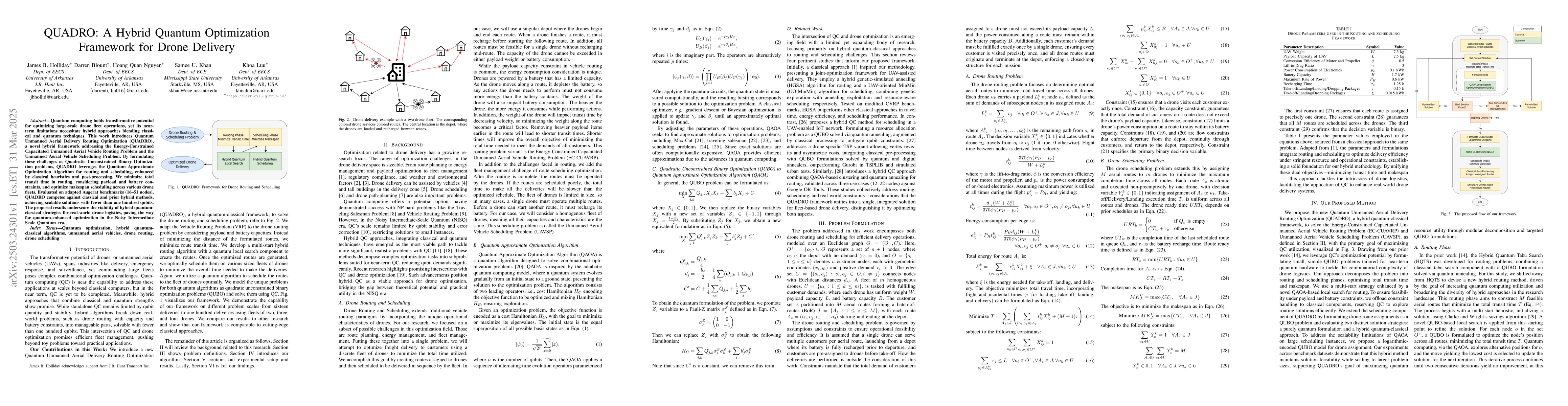 Thumbnail for QUADRO: A Hybrid Quantum Optimization Framework for Drone Delivery