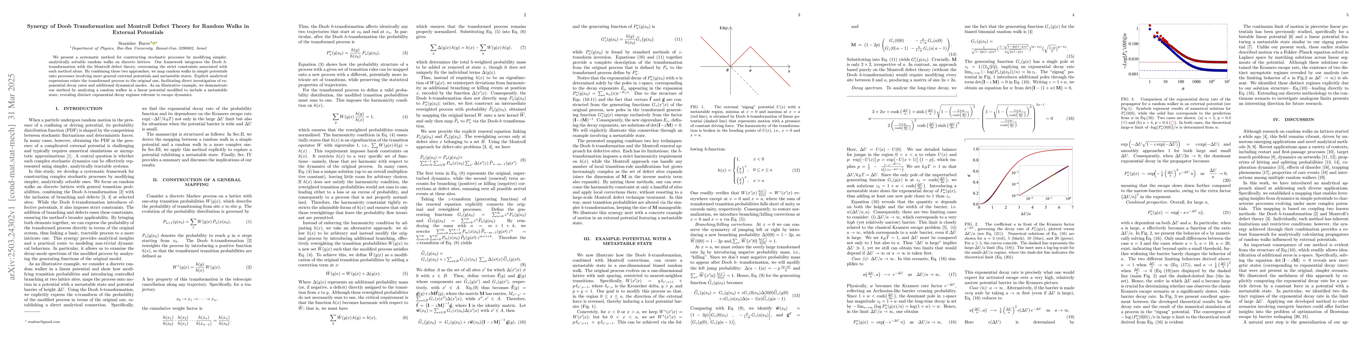 Thumbnail for Synergy of Doob Transformation and Montroll Defect Theory for Random
  Walks in External Potentials
