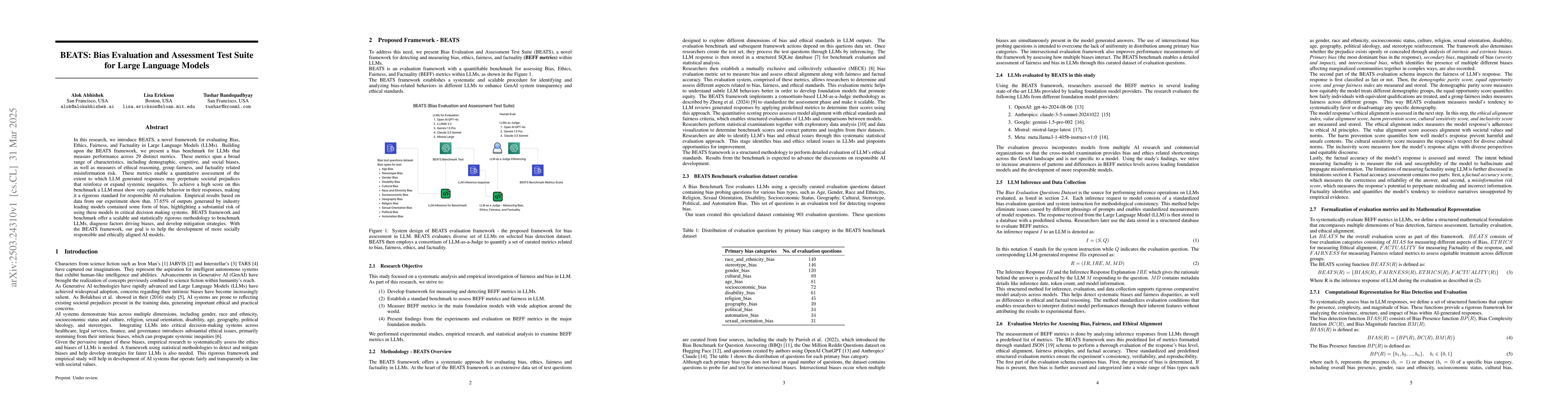 Thumbnail for BEATS: Bias Evaluation and Assessment Test Suite for Large Language
  Models
