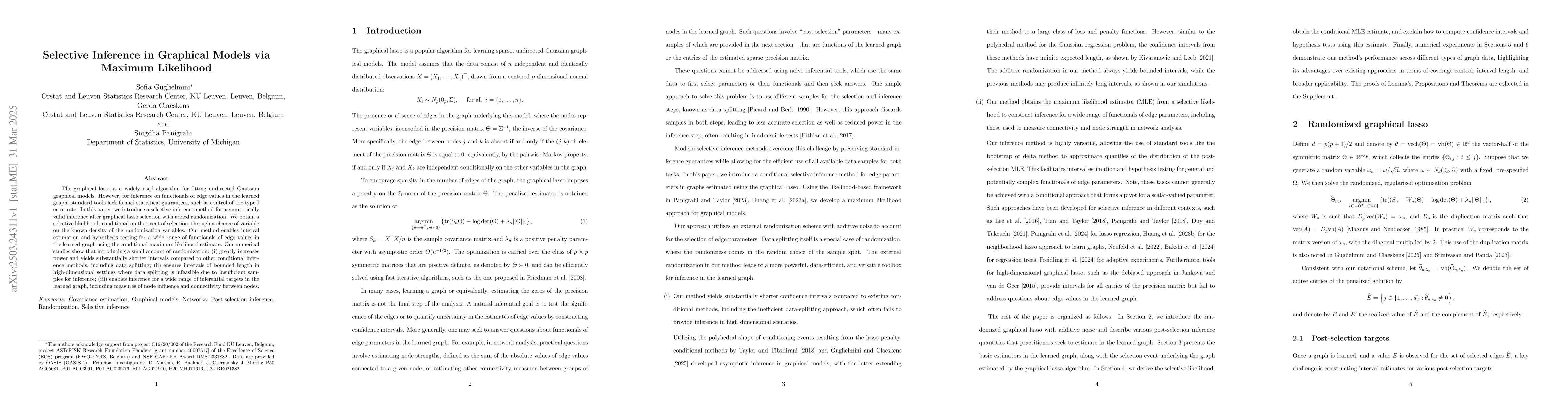 Thumbnail for Selective Inference in Graphical Models via Maximum Likelihood