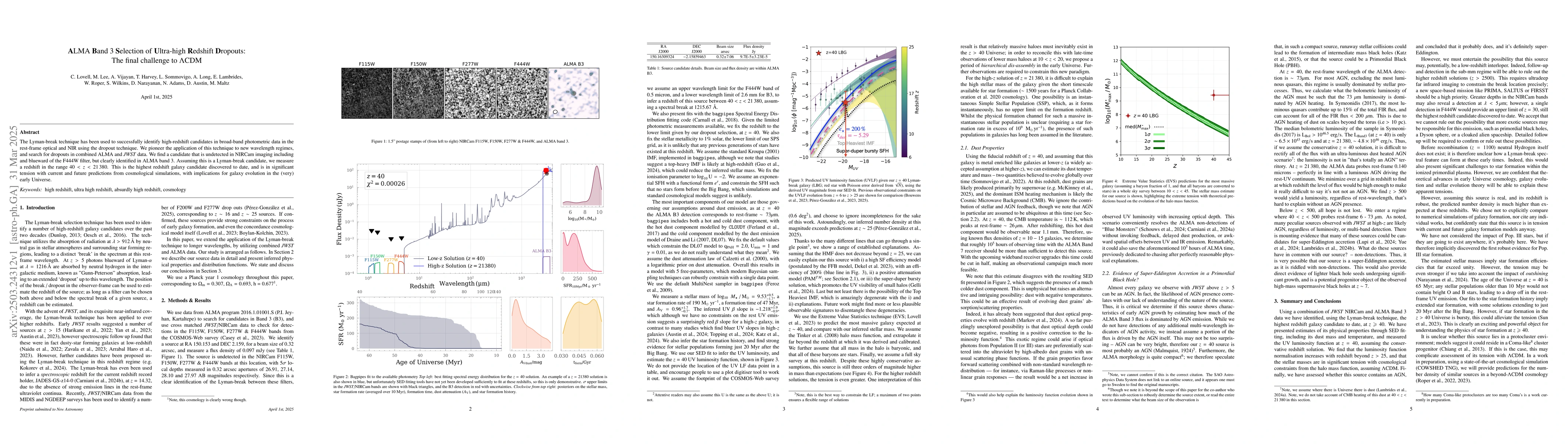 Thumbnail for ALMA Band 3 Selection of Ultra-high Redshift Dropouts: The final
  challenge to ΛCDM