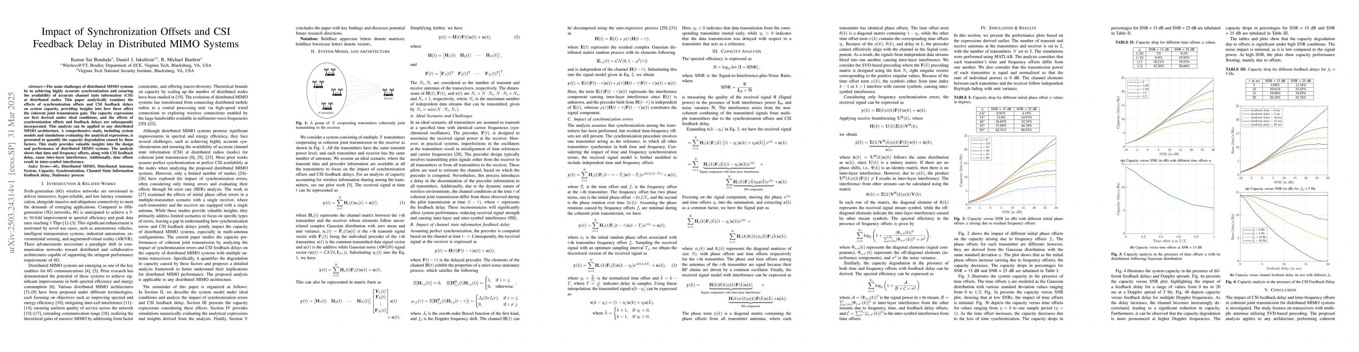 Thumbnail for Impact of Synchronization Offsets and CSI Feedback Delay in Distributed
  MIMO Systems