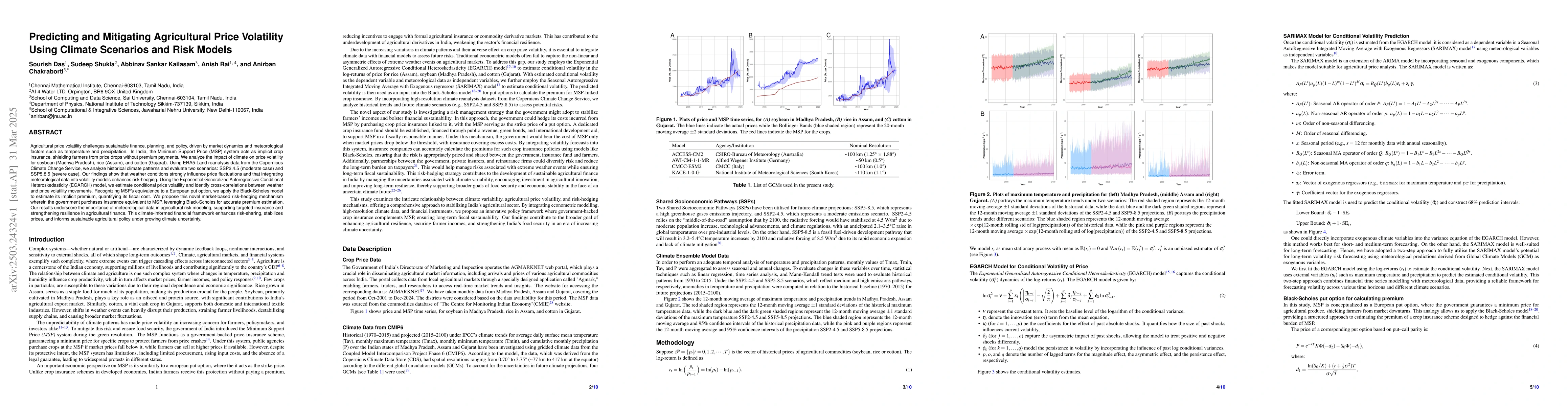 Thumbnail for Predicting and Mitigating Agricultural Price Volatility Using Climate
  Scenarios and Risk Models
