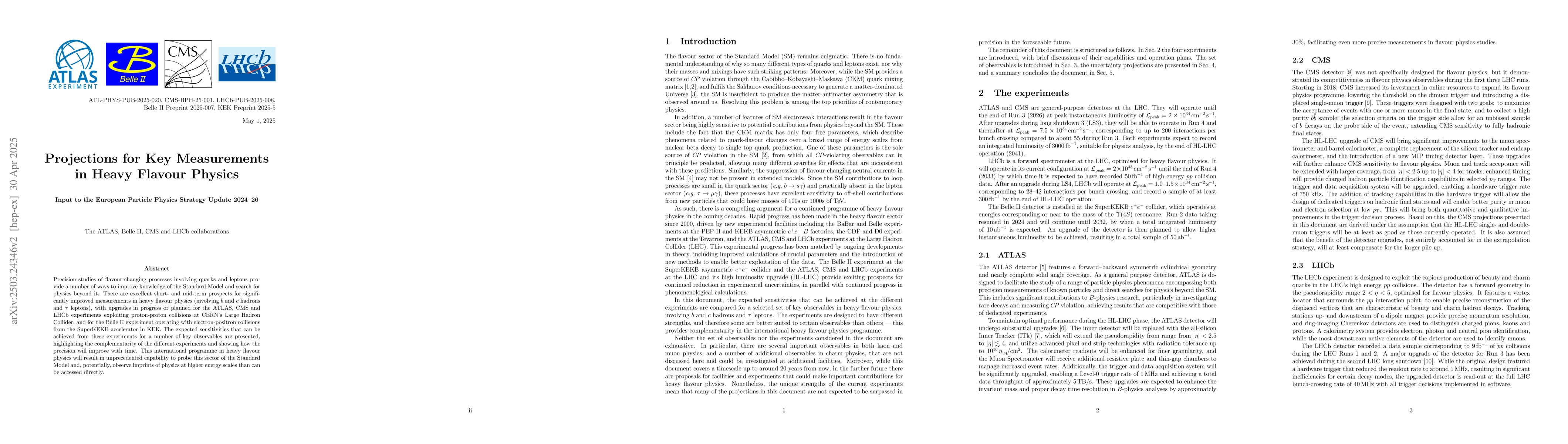 Thumbnail for Projections for Key Measurements in Heavy Flavour Physics