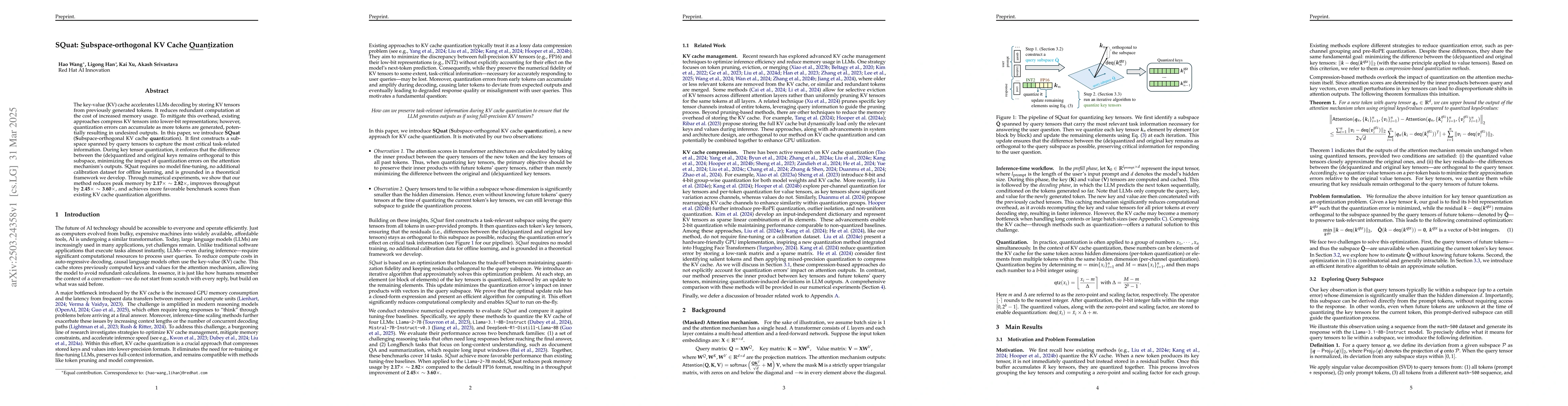 Thumbnail for SQuat: Subspace-orthogonal KV Cache Quantization