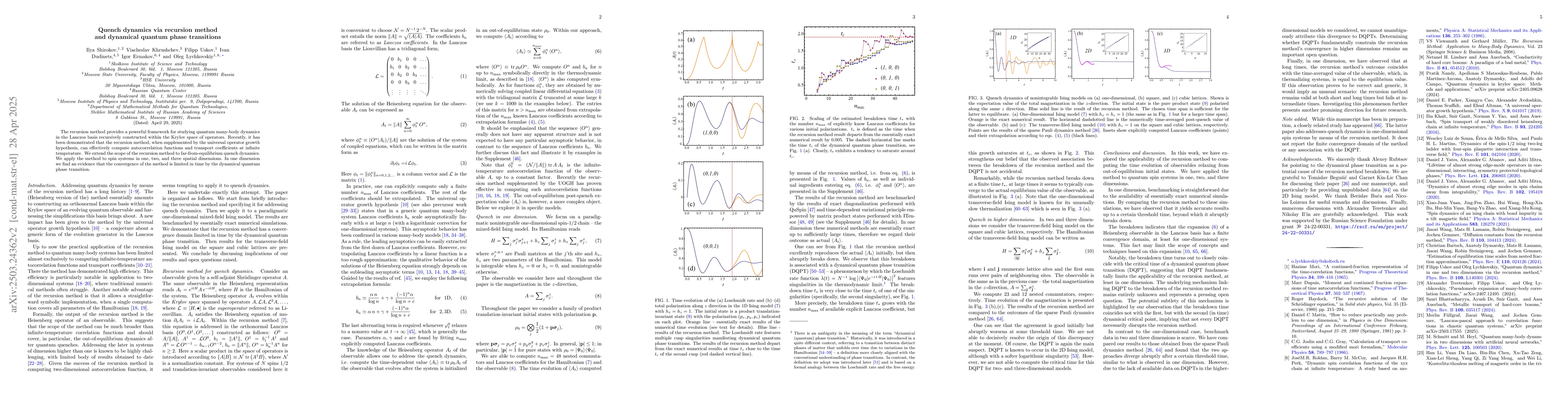 Thumbnail for Quench dynamics via recursion method and dynamical quantum phase
  transitions