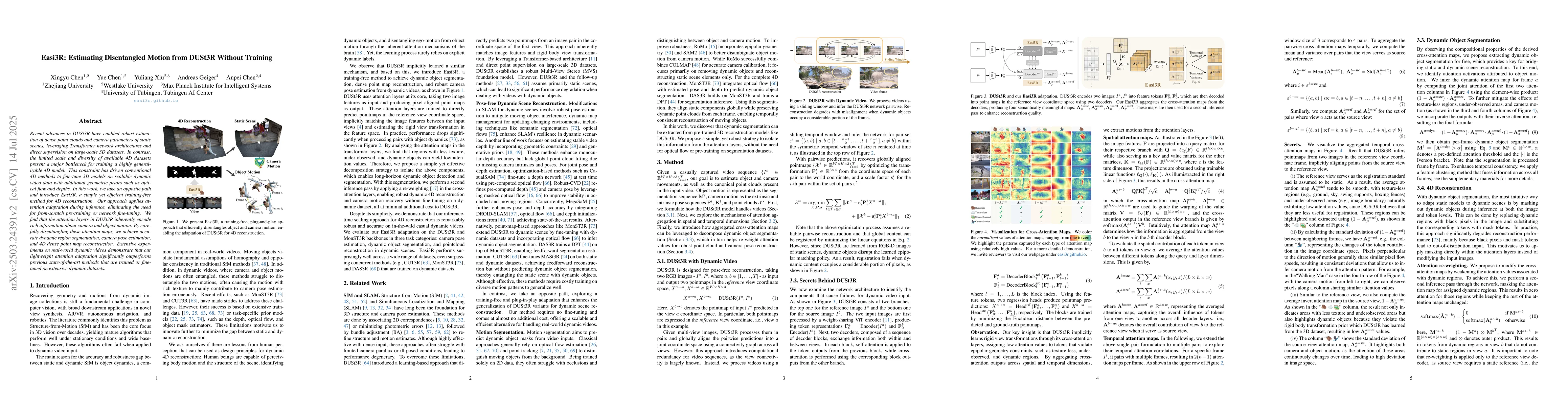 Thumbnail for Easi3R: Estimating Disentangled Motion from DUSt3R Without Training