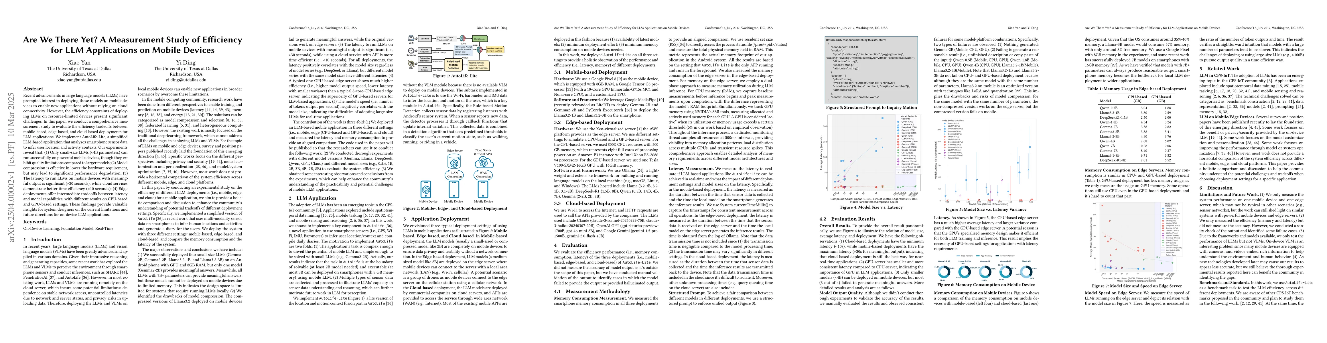 Thumbnail for Are We There Yet? A Measurement Study of Efficiency for LLM Applications
  on Mobile Devices