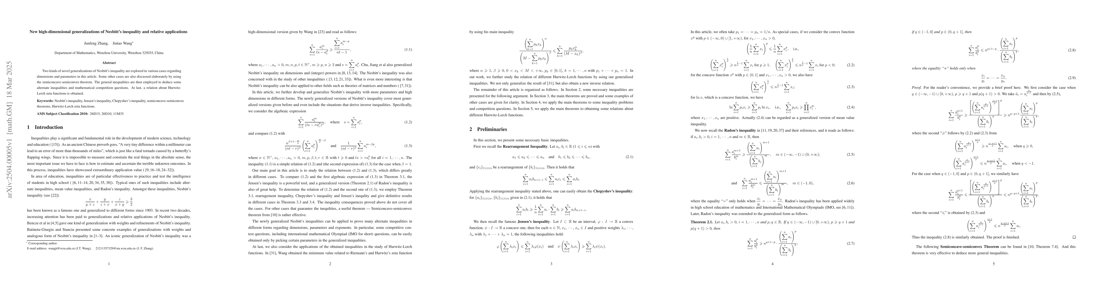 Thumbnail for New high-dimensional generalizations of Nesbitt's inequality and
  relative applications