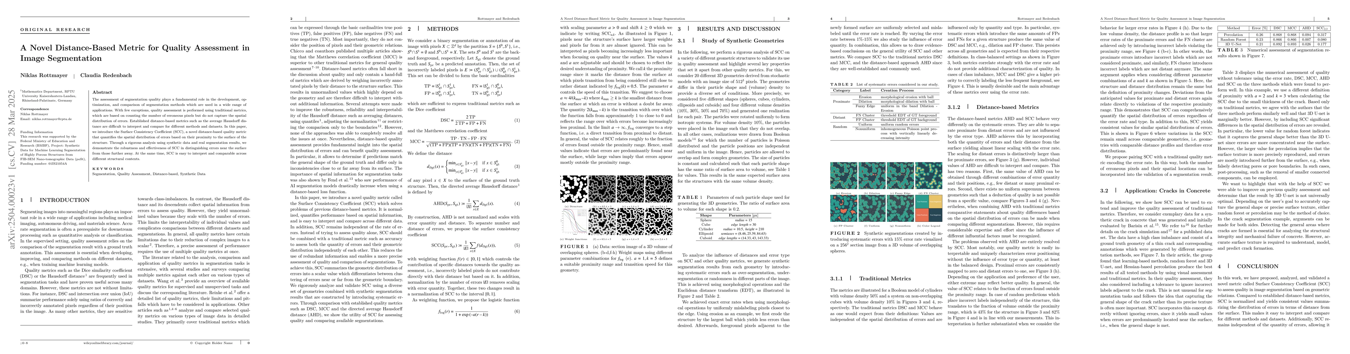 Thumbnail for A Novel Distance-Based Metric for Quality Assessment in Image
  Segmentation