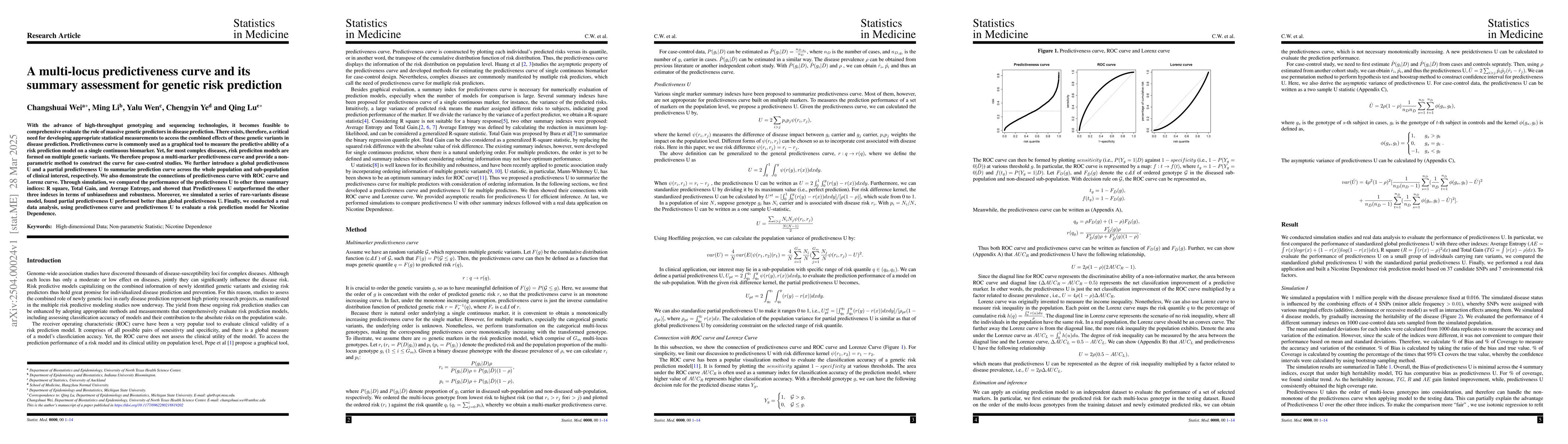 Thumbnail for A multi-locus predictiveness curve and its summary assessment for
  genetic risk prediction