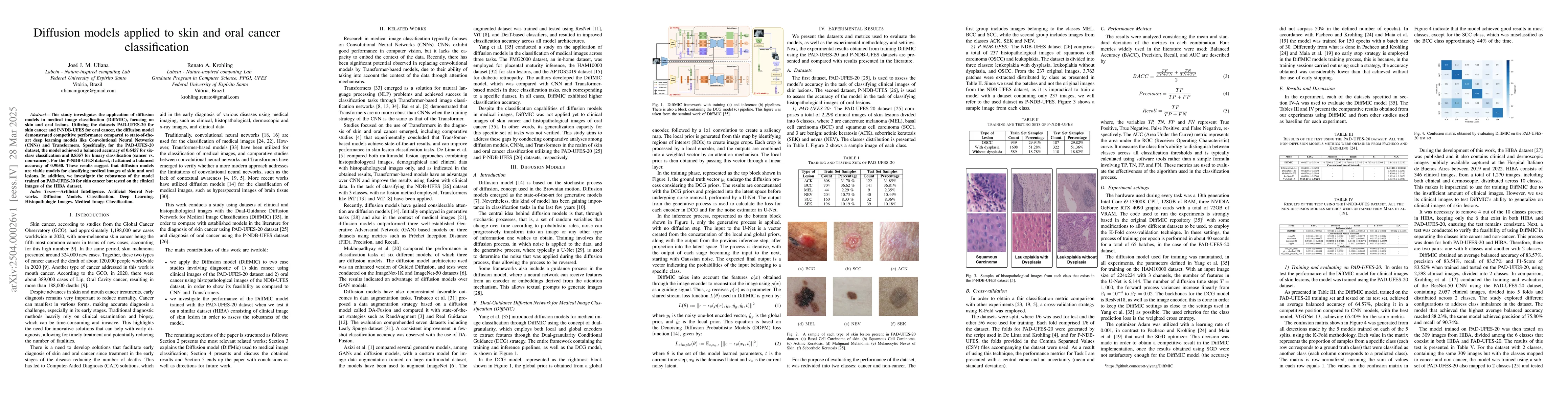 Thumbnail for Diffusion models applied to skin and oral cancer classification