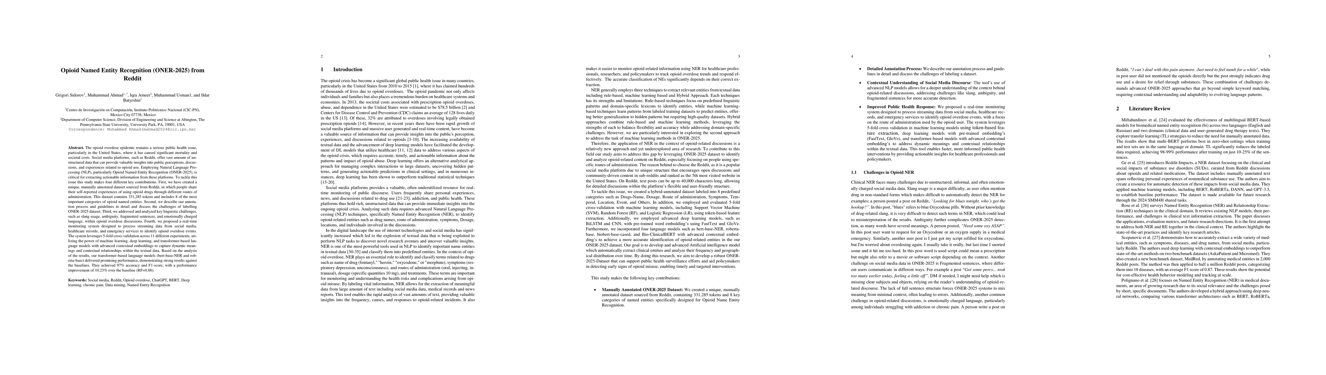 Thumbnail for Opioid Named Entity Recognition (ONER-2025) from Reddit