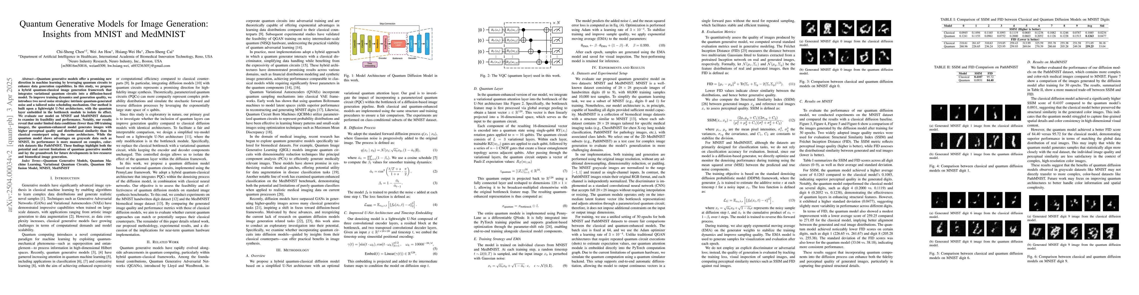 Thumbnail for Quantum Generative Models for Image Generation: Insights from MNIST and
  MedMNIST
