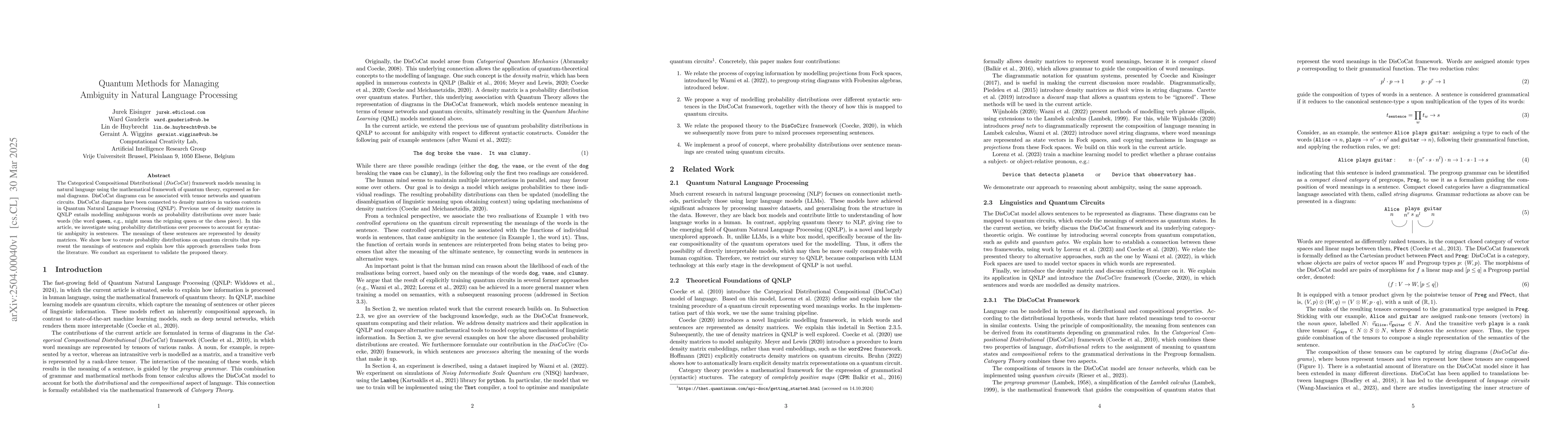 Thumbnail for Quantum Methods for Managing Ambiguity in Natural Language Processing