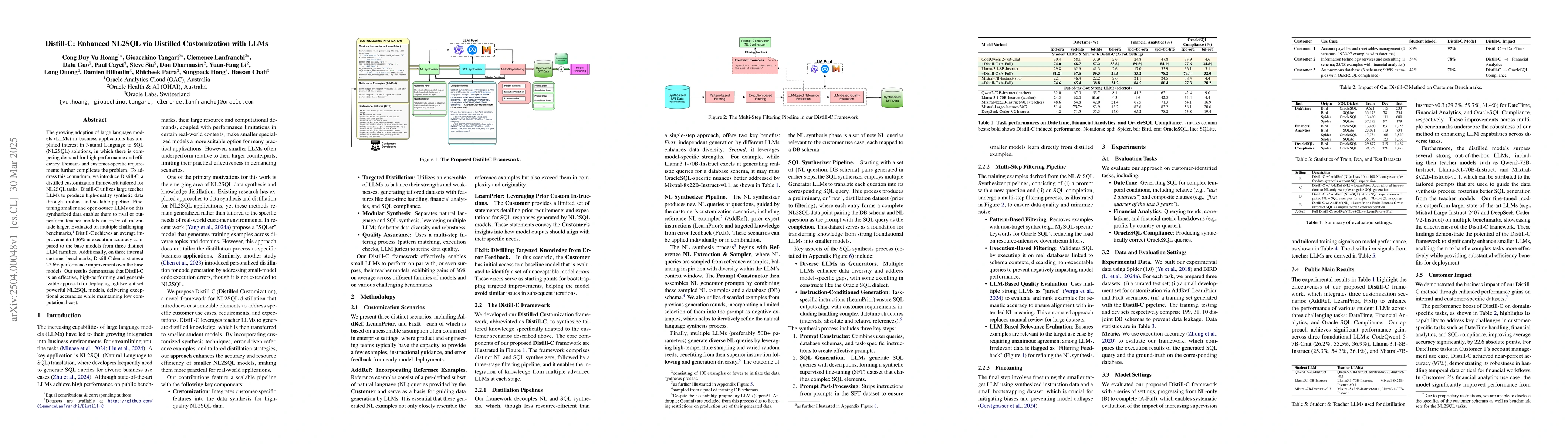 Thumbnail for Distill-C: Enhanced NL2SQL via Distilled Customization with LLMs