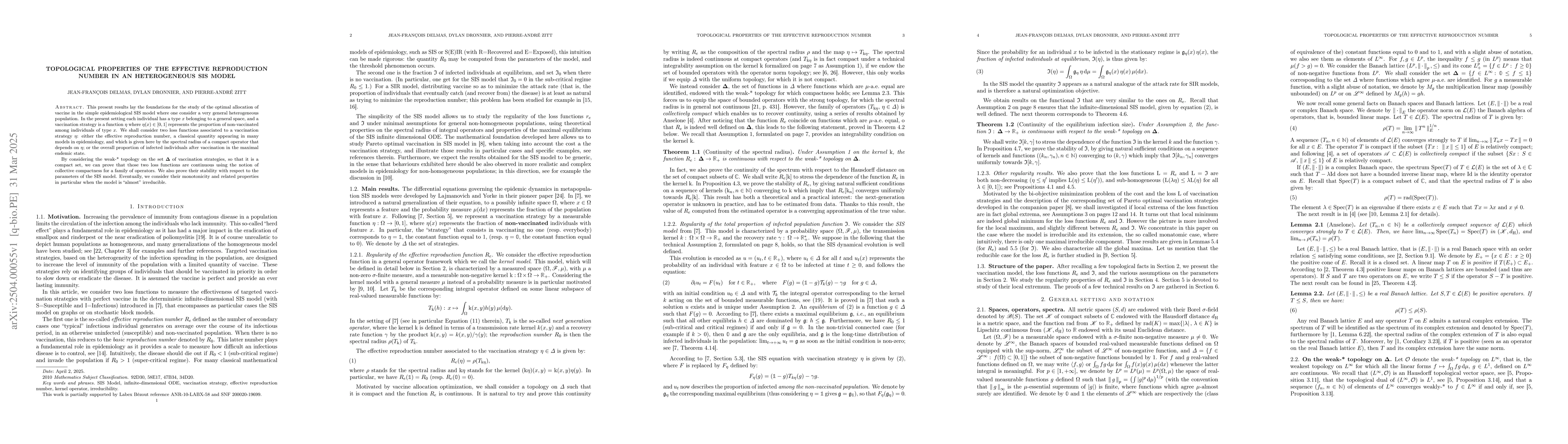 Thumbnail for Topological Properties of the Effective Reproduction Number in an
  Heterogeneous SIS Model