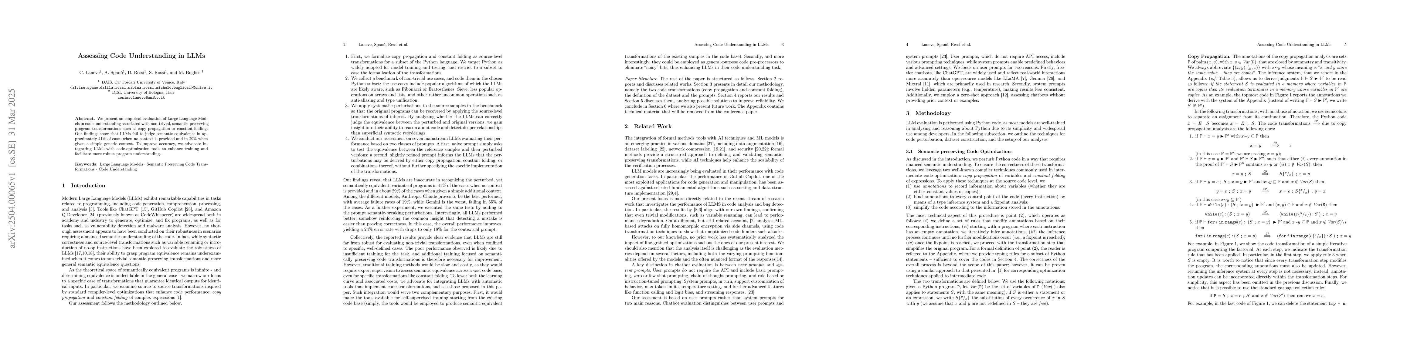 Thumbnail for Assessing Code Understanding in LLMs