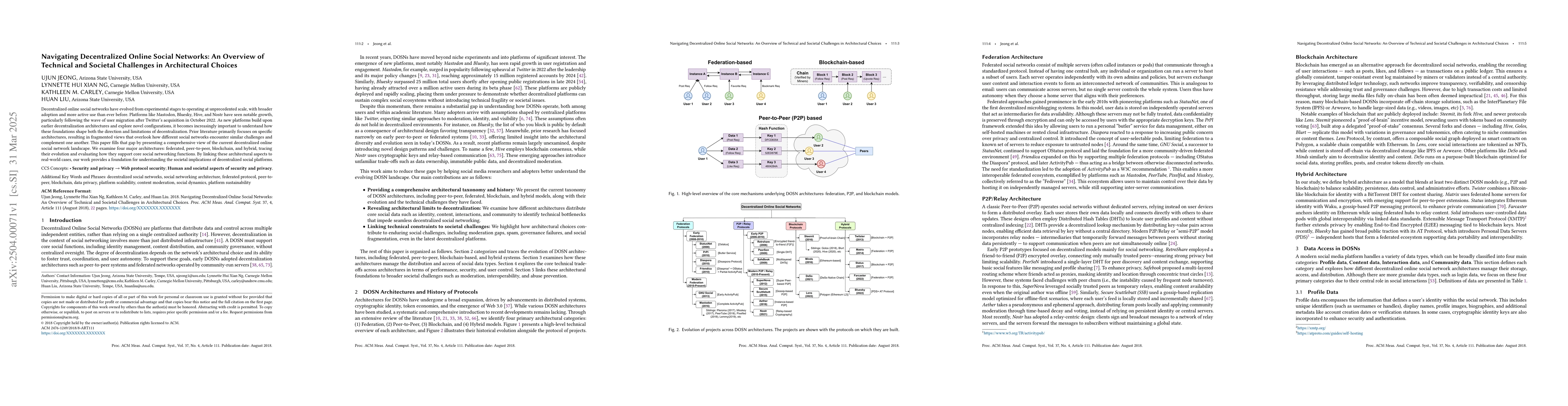 Thumbnail for Navigating Decentralized Online Social Networks: An Overview of
  Technical and Societal Challenges in Architectural Choices